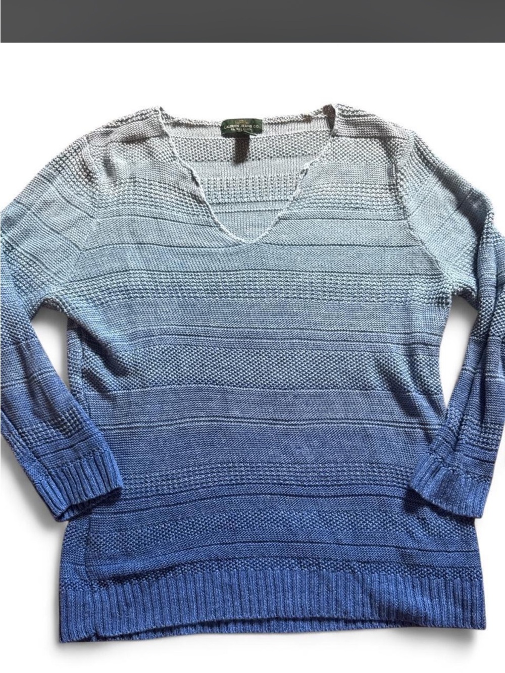 Ralph Lauren Gradient Blue V-Neck Sweater